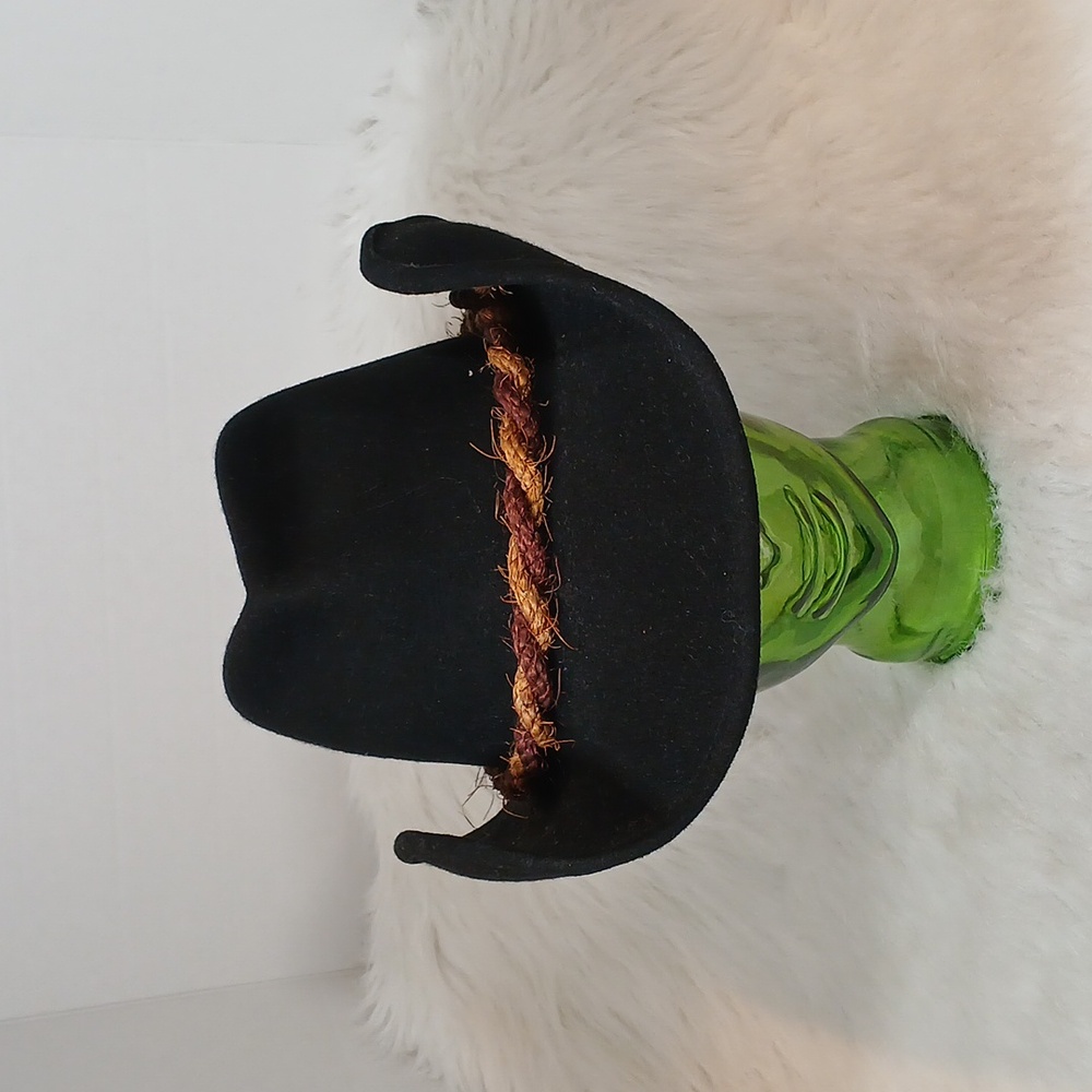 Shady Brady Black Cowboy Hat with Brown Braided Band Men/Unisex Sz L